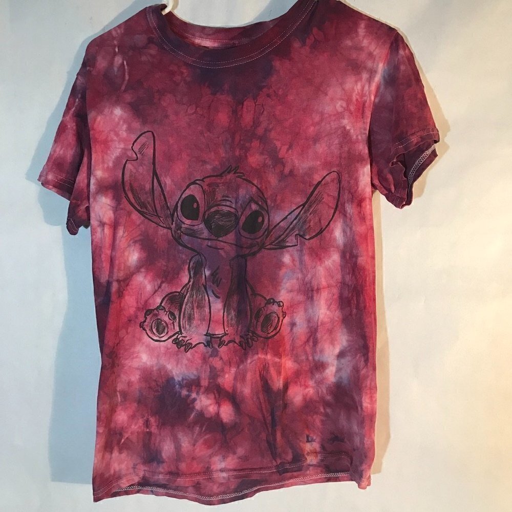 Disney Lilo and Stitch Tee Shirt Size Small Pink Tie dye Cotton - Picture 6 of 8